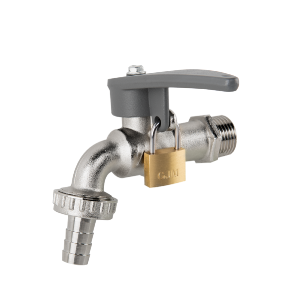 Lever Tap Brass Nickle Plated 1/2" BSPM Inlet with Hose Barb