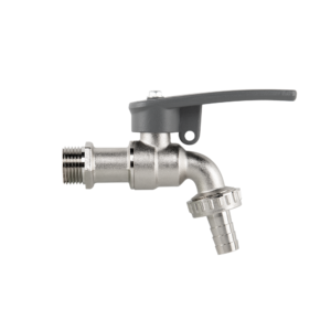 Lever Tap Brass Nickle Plated 1/2" BSPM Inlet with Hose Barb