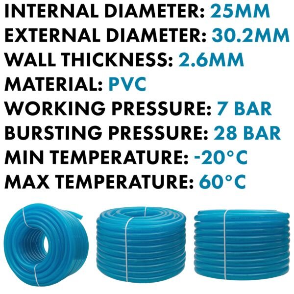 Braided Fuel Hose Blue Transparent PVC 25mm*2.6mm