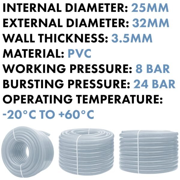Clear Braided PVC Pipe 25mm*3.5mm Hose Free Shipping 7