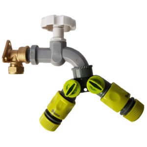 15mm Brass Wall Flange Kit with Grey Dial Tap + Splitter +