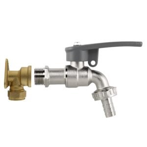 15mm Brass Wall Flange Kit with Lever Tap with Hose Barb and