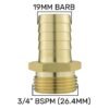Wall Flange Kit 25mm MDPE + 19mm Brass Barb