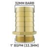 Brass straight joiner 32mm – 1″ bspm – heavy duty pipe & hose fitting uk brass connectors free shipping 1