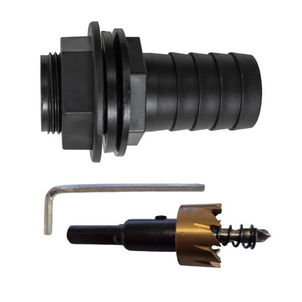 Tank Connector with Washer 3/4" BSPM & 1" Barb Outlet and