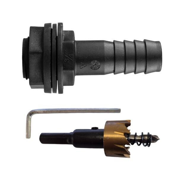 Tank Connector with Washer & Nut 3/4"BSPM - 3/4" Barb and