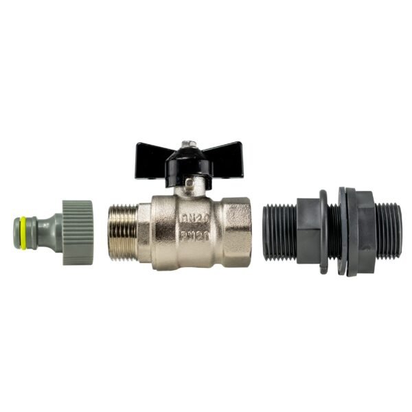 Water butt kit 3/4” bsp with metal bib valve and quick