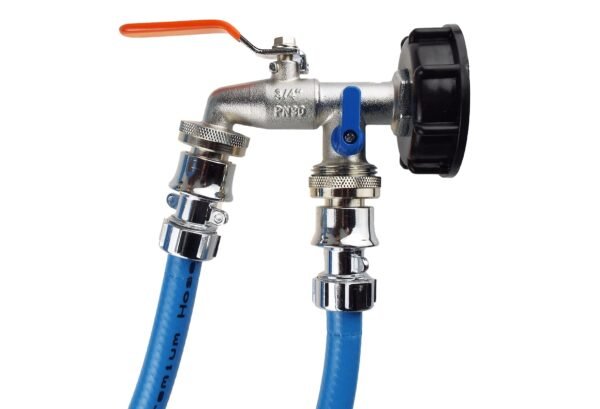 Ibc 2” s60x6 cap with quick connect double tap and hose – heavy duty pipe & hose fitting uk ibc tanks fittings free shipping 7