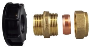 IBC 2” S60X6 Cap with Brass Compression Straight 1” BSP – – Heavy Duty Pipe & Hose Fitting UK IBC Tanks Fittings Free Shipping