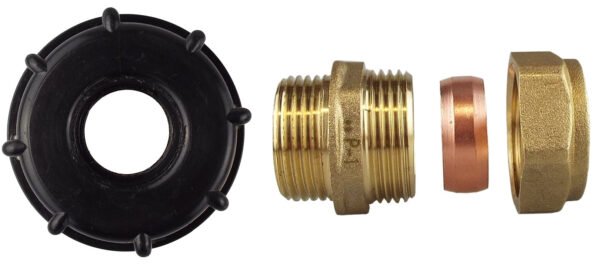 Ibc 2” s60x6 cap with brass compression straight 1” bsp – – heavy duty pipe & hose fitting uk ibc tanks fittings free shipping 7