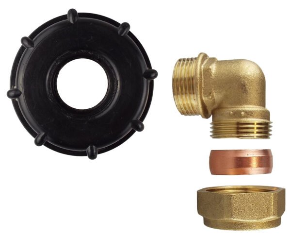 Ibc 2” s60x6 cap with brass compression elbow 1” bsp – 28mm – heavy duty pipe & hose fitting uk ibc tanks fittings free shipping 7
