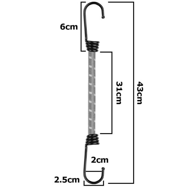 Heavy duty bungee cord with metal hook 40cm – elastic shock cord for tarpaulins & cargo bungee cords & ropes free shipping 9