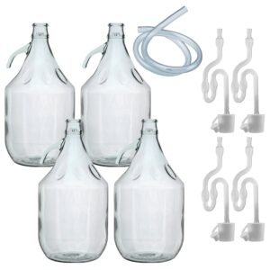 Glass Demijohn 5L 4 Pack Plain With Airlock, Bung & Tube Home & Garden Free Shipping