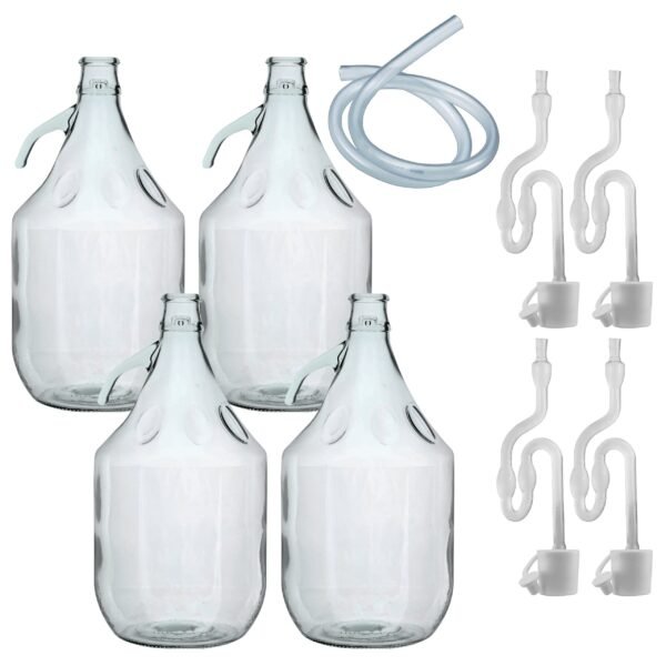 Glass Demijohn 5L 4 Pack Plain With Airlock, Bung & Tube Home & Garden Free Shipping 5