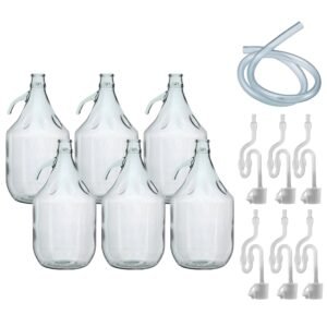Glass Demijohn 5L 6 Pack Plain With Airlock, Bung & Tube Home & Garden Free Shipping