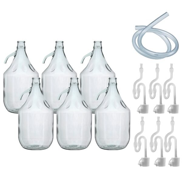 Glass Demijohn 5L 6 Pack Plain With Airlock, Bung & Tube Home & Garden Free Shipping 5