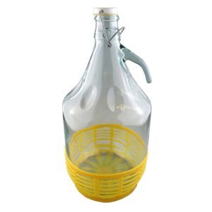 Glass Demijohn 5L With Swing Top Cap & Yellow Protective Home & Garden Free Shipping