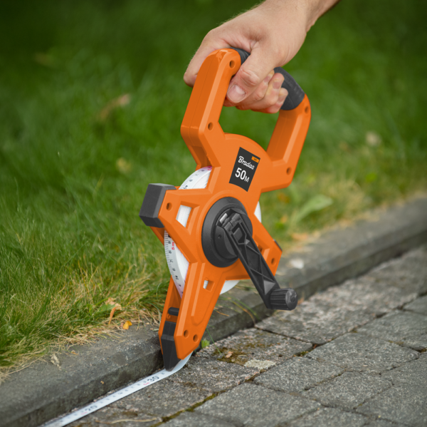 Fibreglass Coiled Tape Measure with Handle, 15mm Wide,