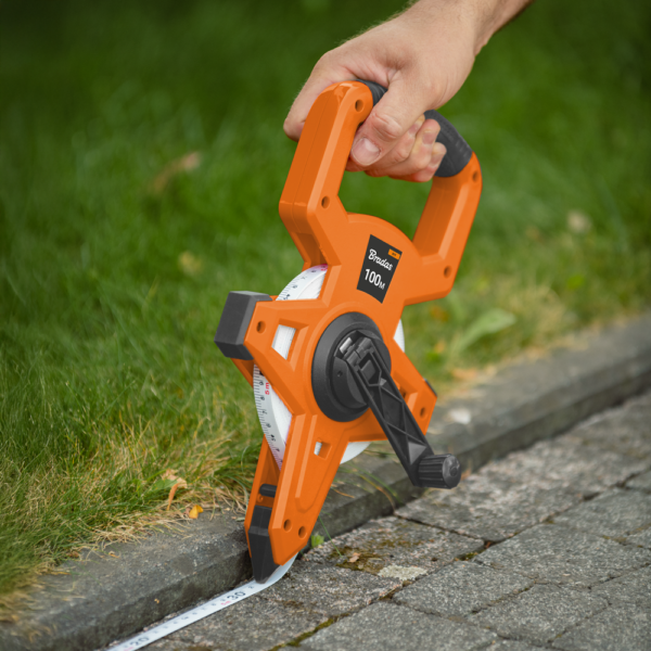 Fibreglass Coiled Tape Measure with Handle, 15mm Wide,