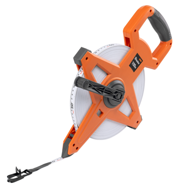 Fibreglass Coiled Tape Measure with Handle, 15mm Wide,