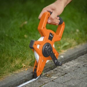 Fibreglass Coiled Tape Measure with Handle, 15mm Wide,