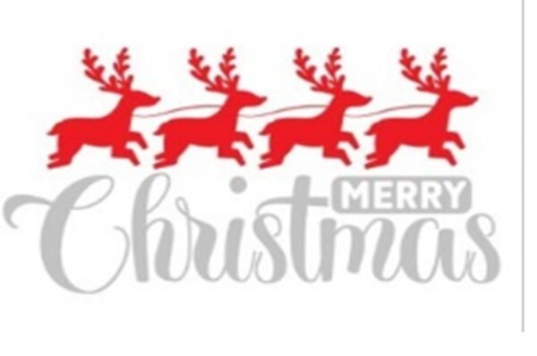 Doormat 60cm x 40cm - 'Merry Christmas' (Red/Silver)