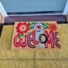 Doormat 60cm x 40cm - 'Welcome' (Flowers)