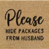 Doormat 60cm x 40cm – ‘please hide packages from husband’ – outdoor indoor entrance door mat uk doormats free shipping 15