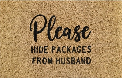Doormat 60cm x 40cm – ‘please hide packages from husband’ – outdoor indoor entrance door mat uk doormats free shipping 9