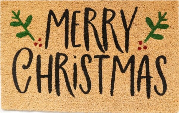 Doormat 60cm x 40cm - 'Merry Christmas' (Holly)