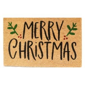 Doormat 60cm x 40cm - 'Merry Christmas' (Holly)