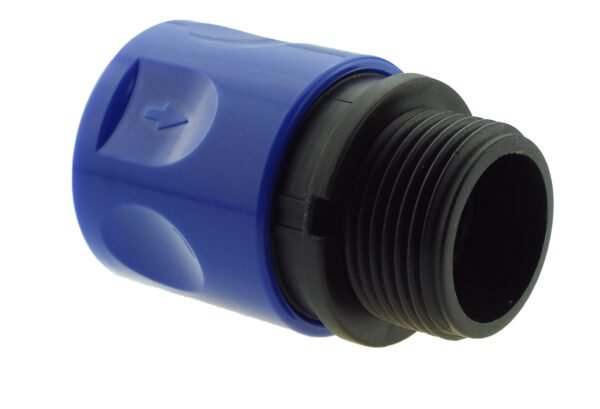 Hose Connector Blue with In-Line BSPF Valve and Water Butt