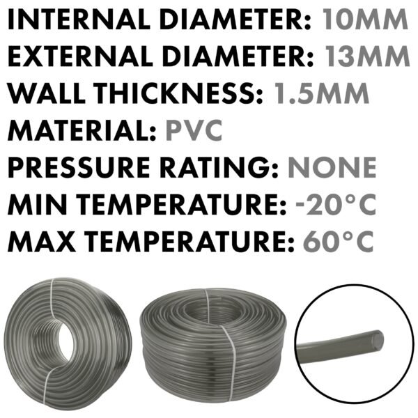 Grey semi-transparent pvc pipe 10mm*13mm – heavy duty pipe & hose fitting uk hose free shipping 7