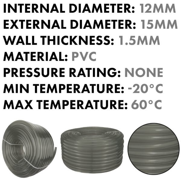 Grey semi-transparent pvc pipe 12mm*15mm – heavy duty pipe & hose fitting uk hose free shipping 7