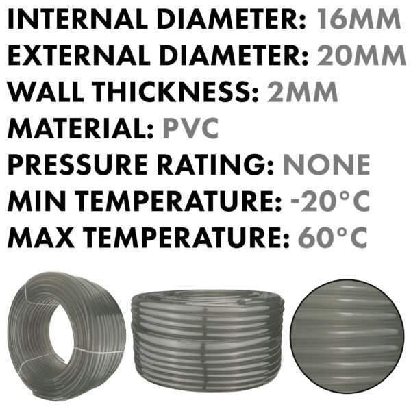 Grey semi-transparent pvc pipe 16mm*20mm, 100m – heavy duty pipe & hose fitting uk hose free shipping 2
