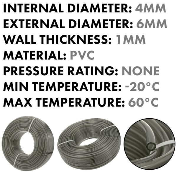Grey semi-transparent pvc pipe 4mm*6mm, 100m – heavy duty pipe & hose fitting uk hose free shipping 2