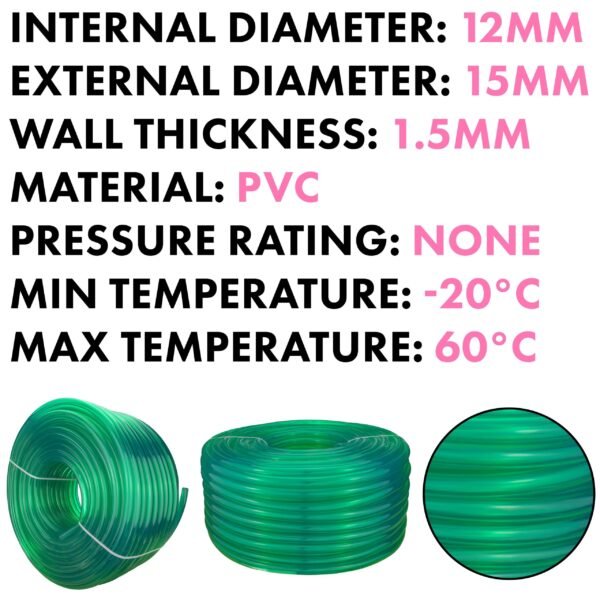 Green semi-transparent pvc pipe 12mm x 15mm, 100m – heavy duty pipe & hose fitting uk hose free shipping 2