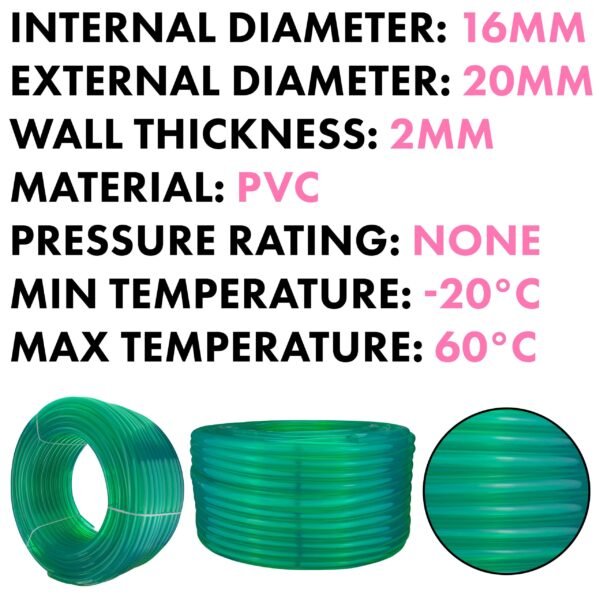 Green semi-transparent pvc pipe 16mm*20mm, 100m – heavy duty pipe & hose fitting uk hose free shipping 2