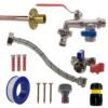 Double lever tap standard connection kit with black/yellow connector – home diy accessory uk wall tap connection kits free shipping 79