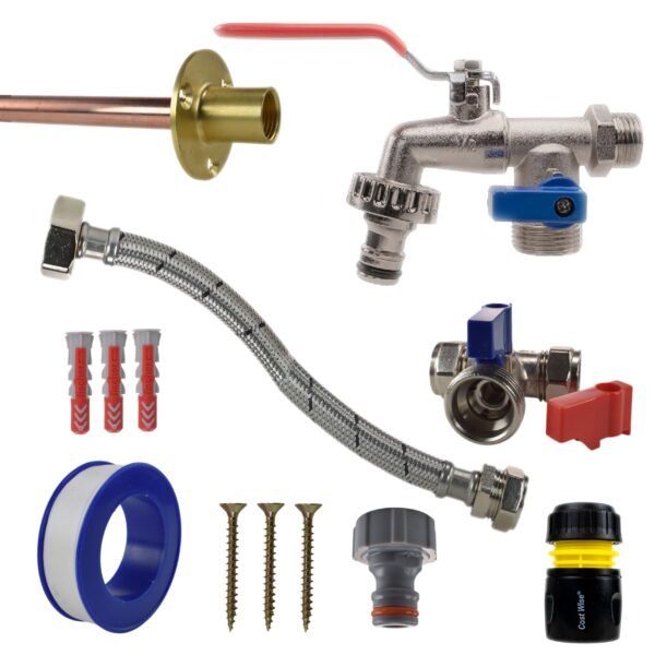 Double lever tap standard connection kit with black/yellow connector – home diy accessory uk wall tap connection kits free shipping 39