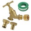 Brass Bib Tap Kit with Barb/Quick Connect Outlet, 1/2" and