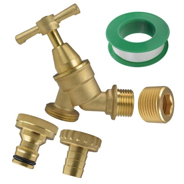 Brass Bib Tap Kit with Barb/Quick Connect Outlet, 1/2" and
