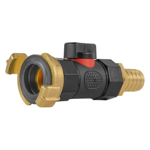 Geka Type Connector with In-Line BSPF Valve and 19mm Brass