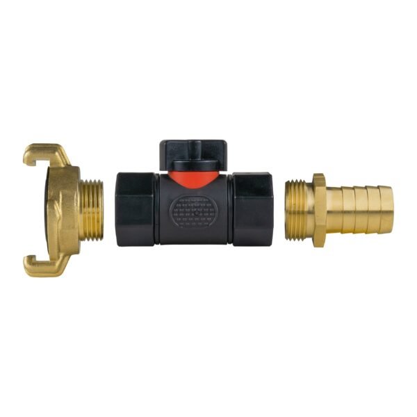 Geka Type Connector with In-Line BSPF Valve and 19mm Brass
