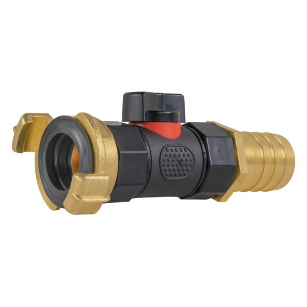 Geka Type Connector with In-Line BSPF Valve and 25mm Brass