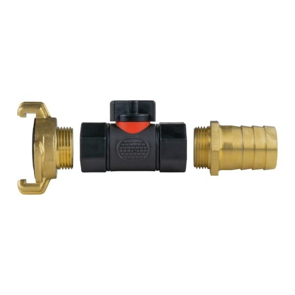 Geka Type Connector with In-Line BSPF Valve and 25mm Brass
