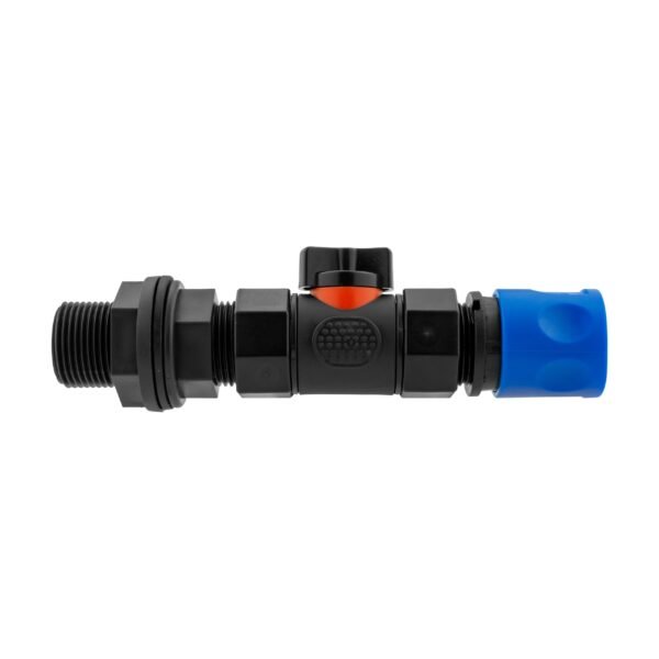 Hose Connector Blue with In-Line BSPF Valve and Water Butt