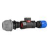 Hose Connector Blue with In-Line BSPF Valve and 20mm MDPE