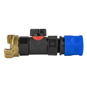 Hose Connector Blue with In-Line BSPF Valve and Geka Type – Heavy Duty Pipe & Hose Fitting UK Geka Fittings Free Shipping