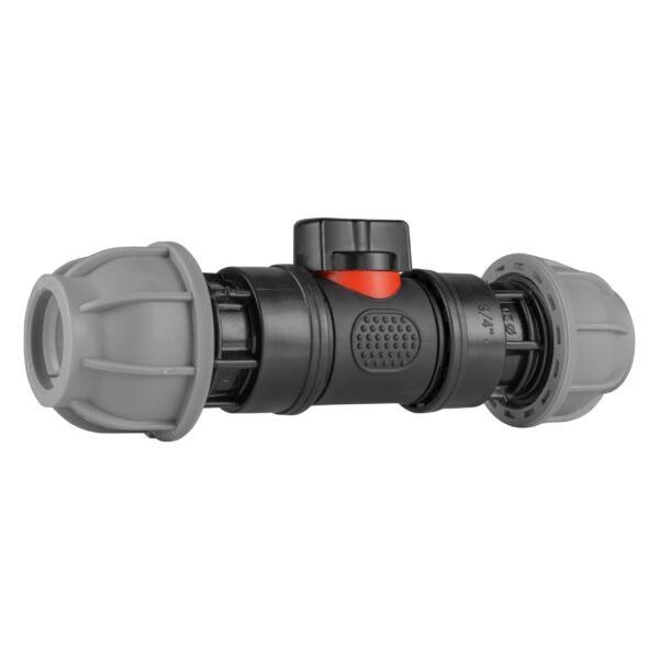 In-line bspm valve with 2 x 20mm mdpe straight connectors – heavy duty pipe & hose fitting uk